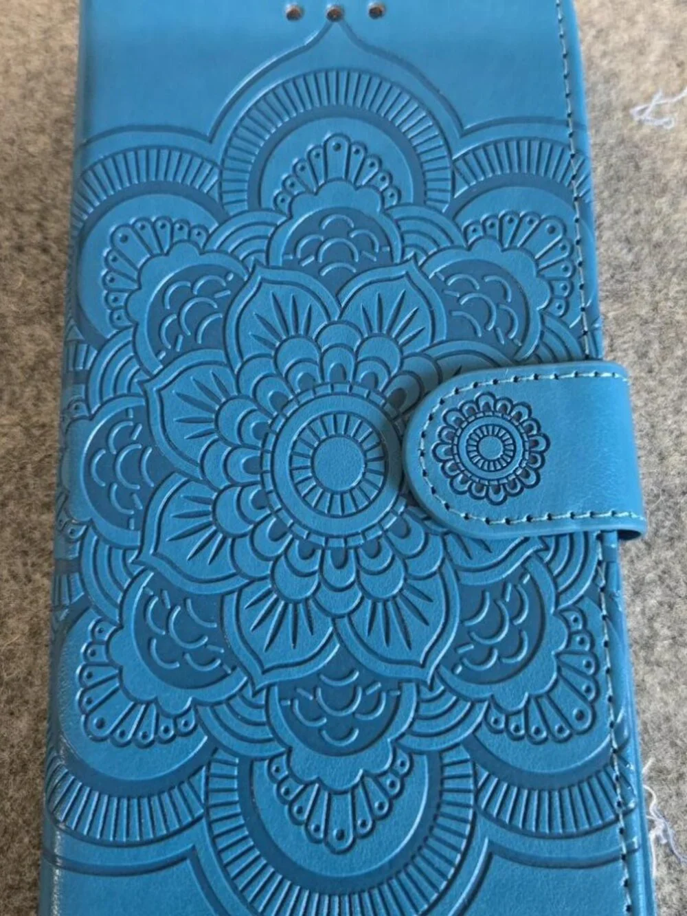 Embossed Mandala Wallet Phone Case Turquoise Blue IPhone 13, Samsung Galaxy S21
